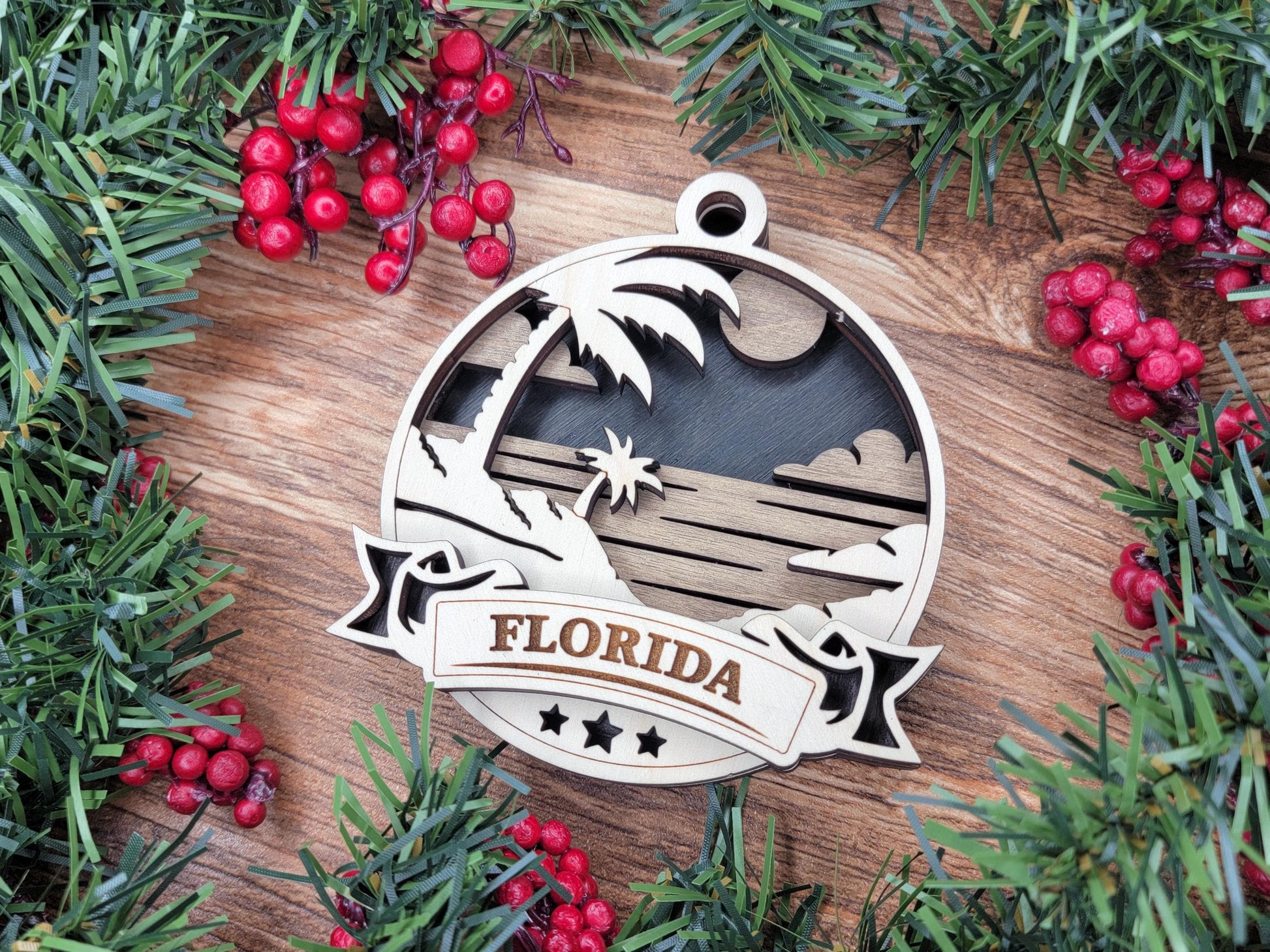 Florida Discover America Set - Includes Ornaments, Signage & Key Hanger - SVG, PDF, AI File types - Works With All Lasers