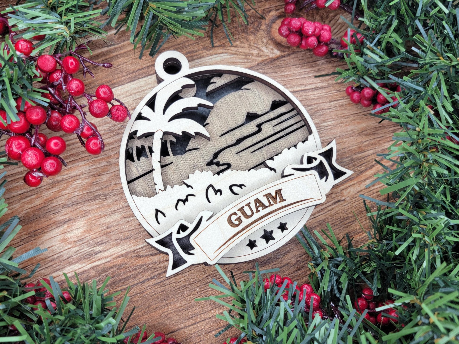 Guam Discover America Set - Includes Ornaments, Signage & Key Hanger - SVG, PDF, AI File types - Works With All Lasers