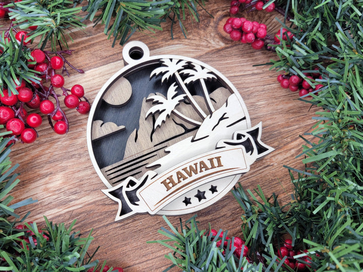 Hawaii Discover America Set - Includes Ornaments, Signage & Key Hanger - SVG, PDF, AI File types - Works With All Lasers