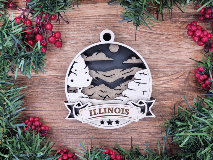 Illinois Discover America Set - Includes Ornaments, Signage & Key Hanger - SVG, PDF, AI File types - Works With All Lasers