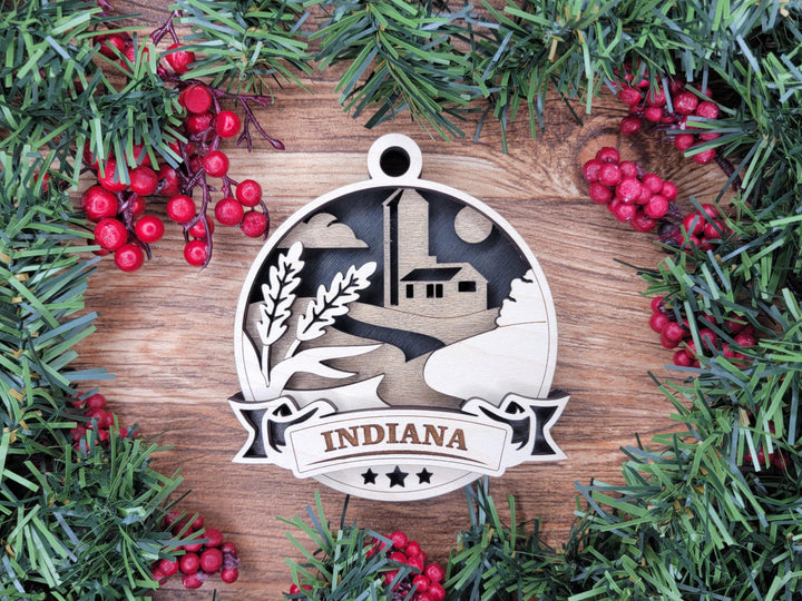 Indiana Discover America Set - Includes Ornaments, Signage & Key Hanger - SVG, PDF, AI File types - Works With All Lasers