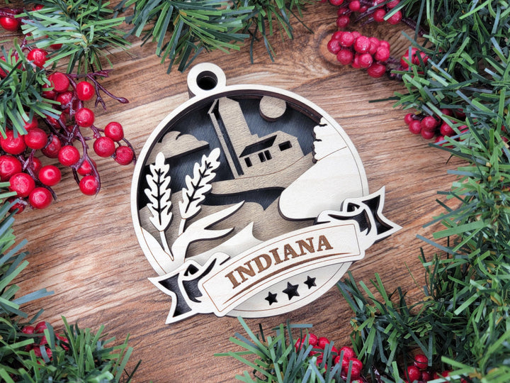 Indiana Discover America Set - Includes Ornaments, Signage & Key Hanger - SVG, PDF, AI File types - Works With All Lasers