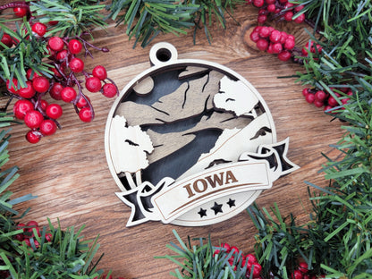 Iowa Discover America Set - Includes Ornaments, Signage & Key Hanger - SVG, PDF, AI File types - Works With All Lasers