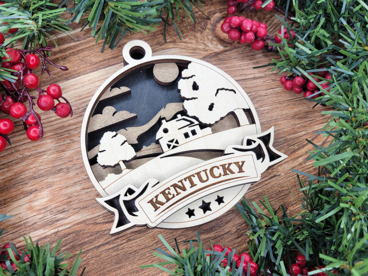 Kentucky Discover America Set - Includes Ornaments, Signage & Key Hanger - SVG, PDF, AI File types - Works With All Lasers