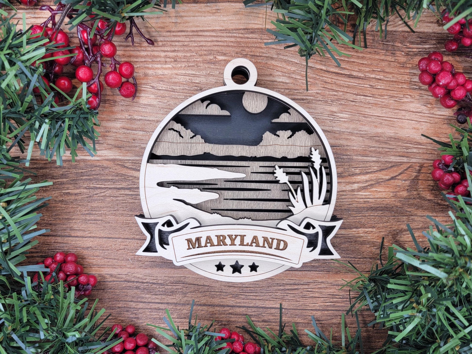 Maryland Discover America Set - Includes Ornaments, Signage & Key Hanger - SVG, PDF, AI File types - Works With All Lasers