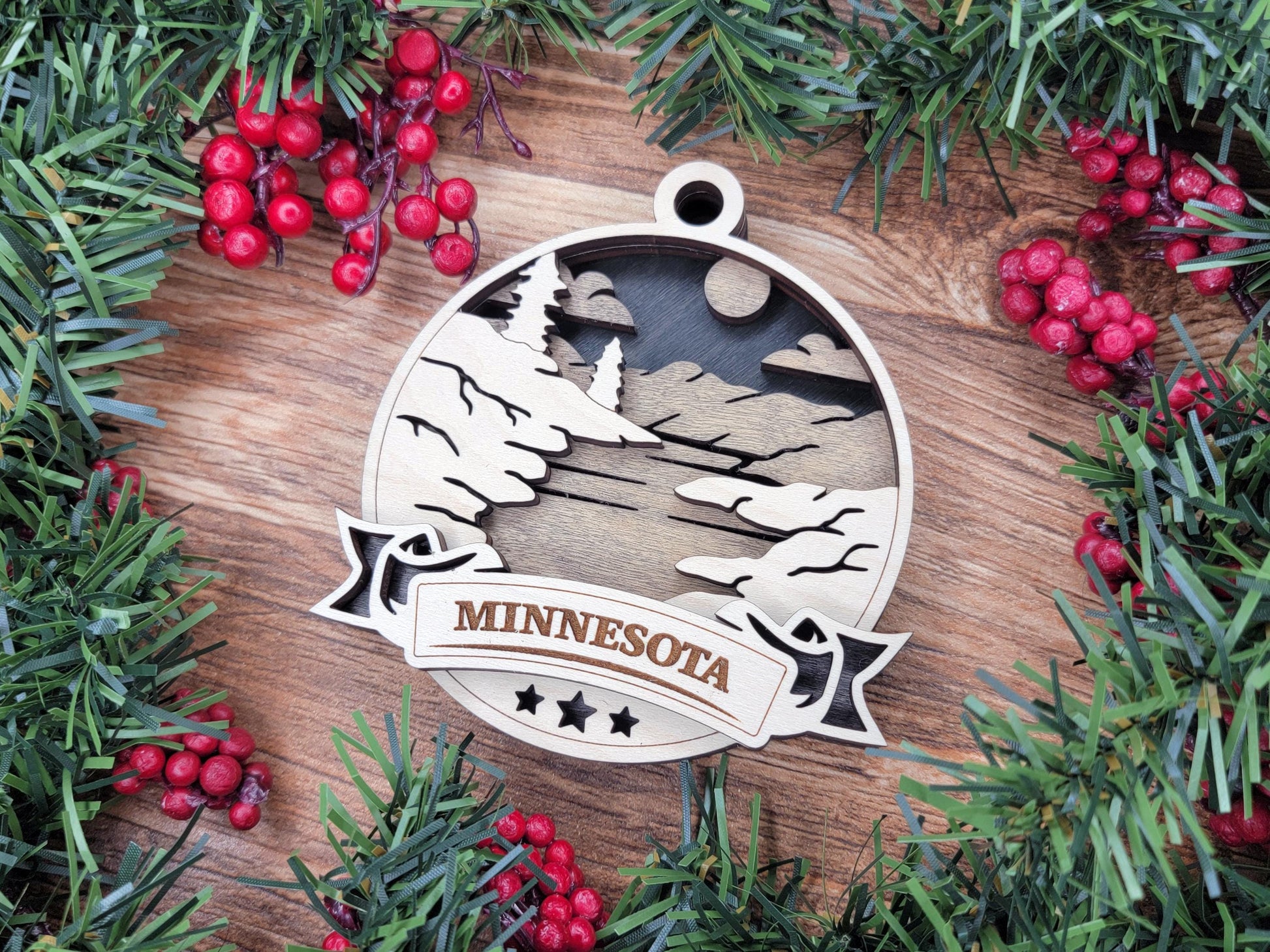 Minnesota Discover America Set - Includes Ornaments, Signage & Key Hanger - SVG, PDF, AI File types - Works With All Lasers