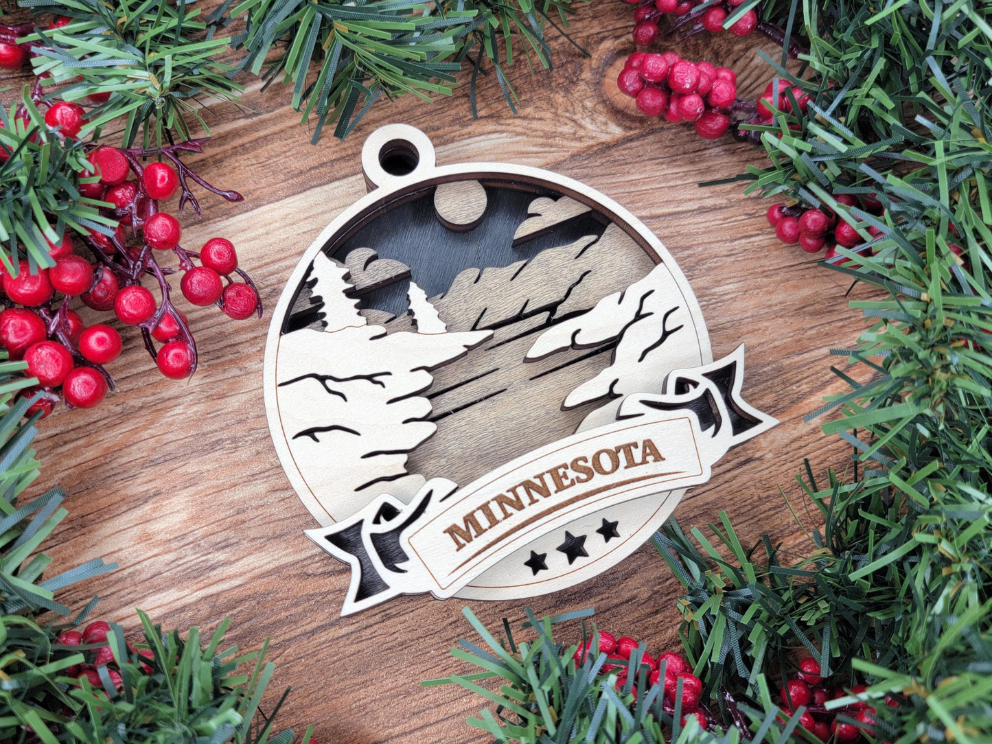 Minnesota Discover America Set - Includes Ornaments, Signage & Key Hanger - SVG, PDF, AI File types - Works With All Lasers