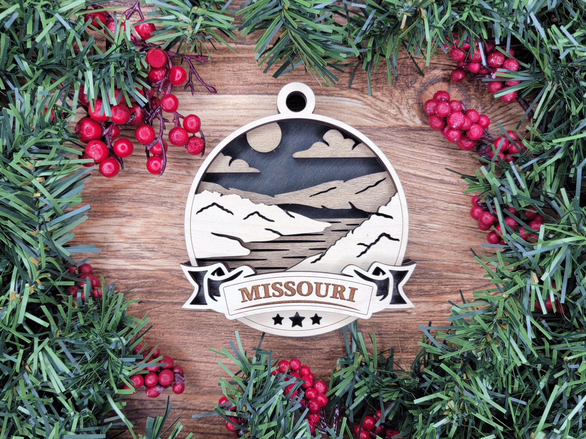 Missouri Discover America Set - Includes Ornaments, Signage & Key Hanger - SVG, PDF, AI File types - Works With All Lasers