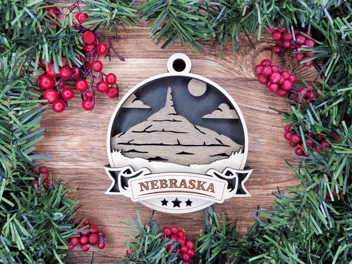 Nebraska Discover America Set - Includes Ornaments, Signage & Key Hanger - SVG, PDF, AI File types - Works With All Lasers