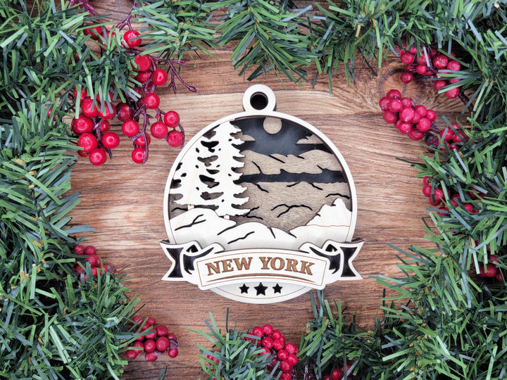 New York Discover America Set - Includes Ornaments, Signage & Key Hanger - SVG, PDF, AI File types - Works With All Lasers
