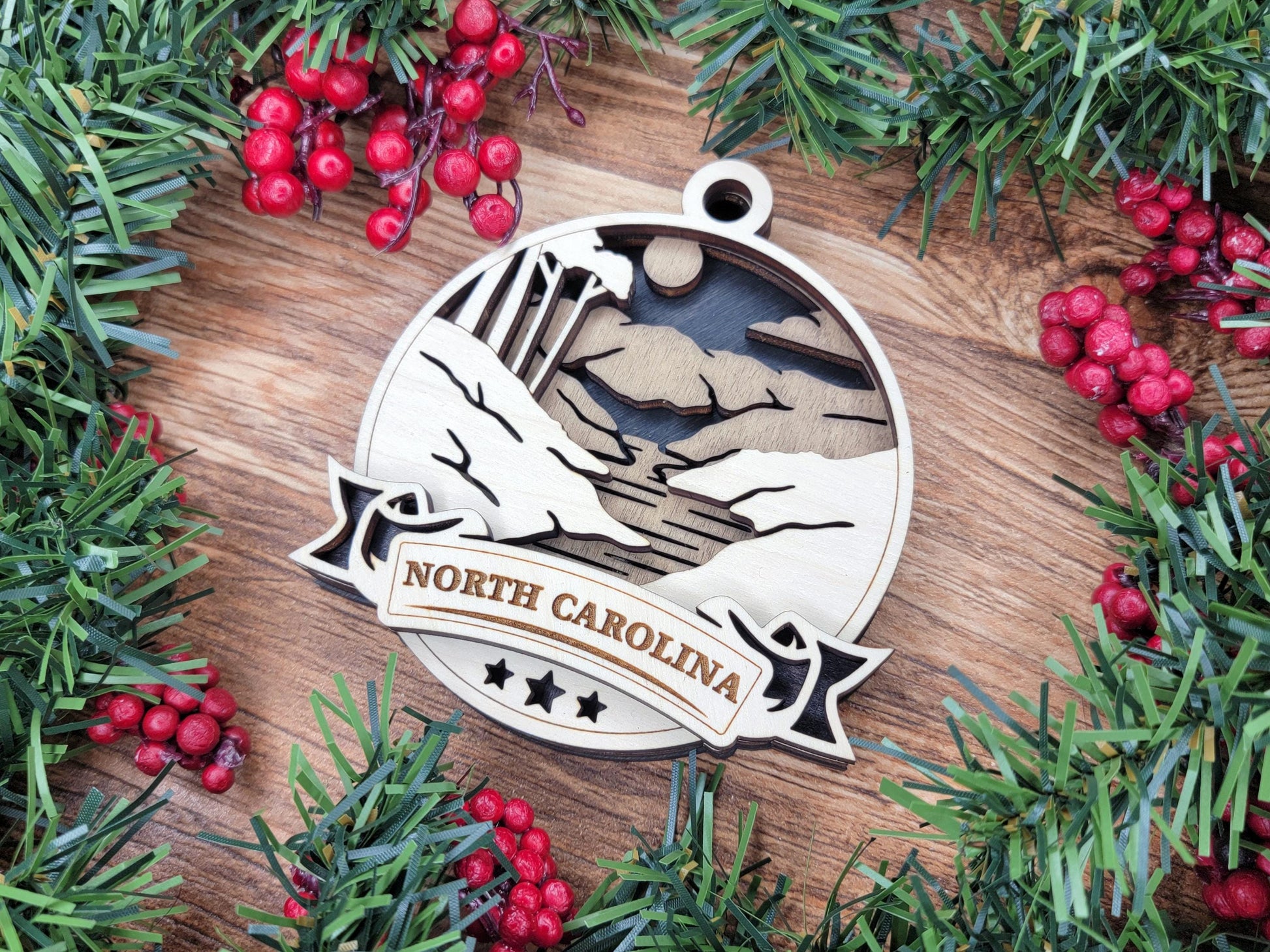 North Carolina Discover America Set - Includes Ornaments, Signage & Key Hanger - SVG, PDF, AI File types - Works With All Lasers