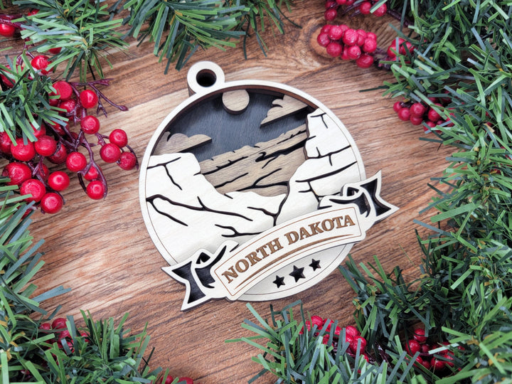 North Dakota Discover America Set - Includes Ornaments, Signage & Key Hanger - SVG, PDF, AI File types - Works With All Lasers