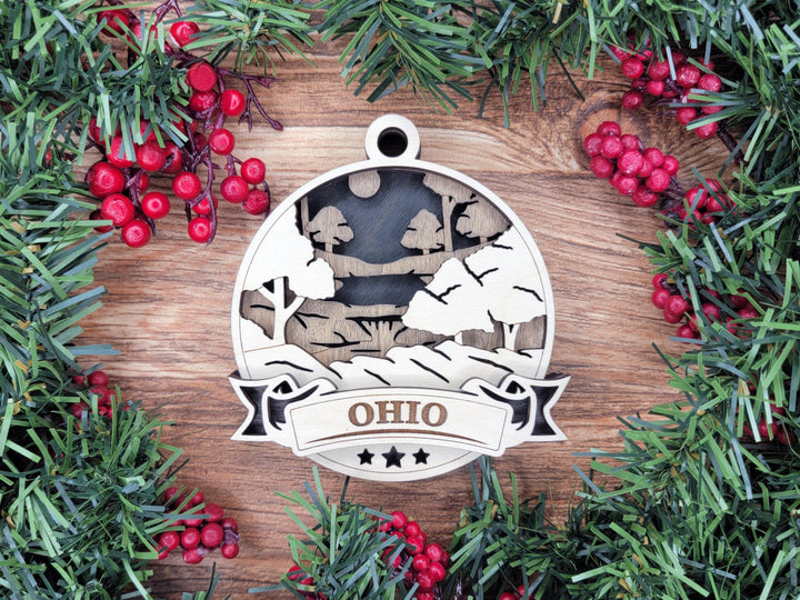 Ohio Discover America Set - Includes Ornaments, Signage & Key Hanger - SVG, PDF, AI File types - Works With All Lasers