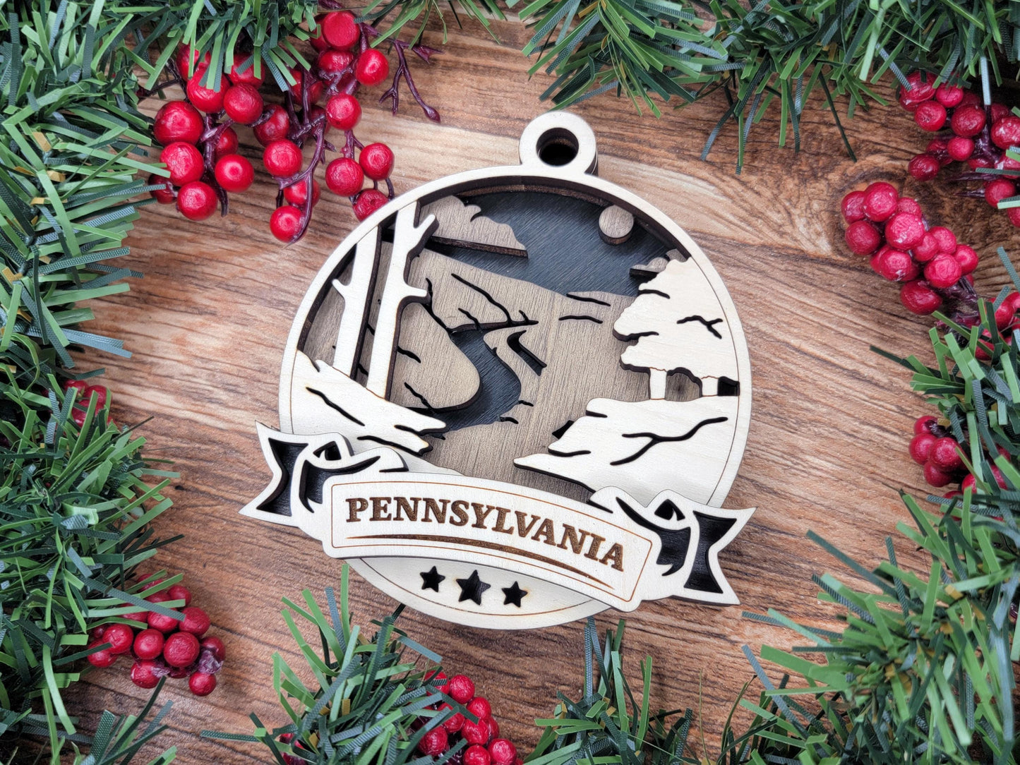 Pennsylvania Discover America Set - Includes Ornaments, Signage & Key Hanger - SVG, PDF, AI File types - Works With All Lasers