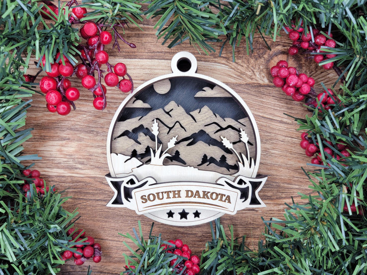 South Dakota Discover America Set - Includes Ornaments, Signage & Key Hanger - SVG, PDF, AI File types - Works With All Lasers