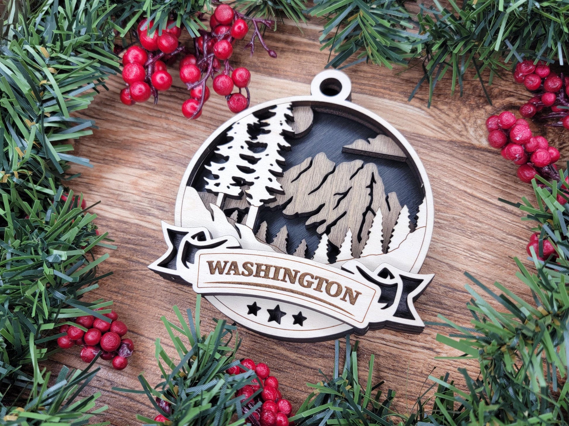 Washington America Set - Includes Ornaments, Signage & Key Hanger - SVG, PDF, AI File types - Works With All Lasers