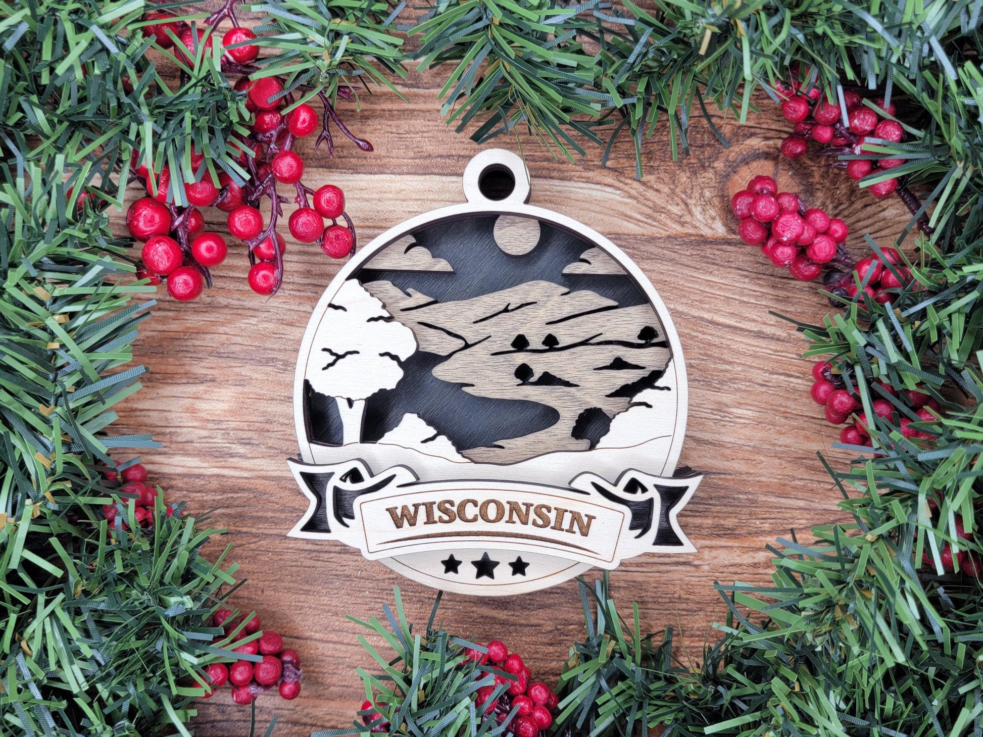 Wisconsin America Set - Includes Ornaments, Signage & Key Hanger - SVG, PDF, AI File types - Works With All Lasers