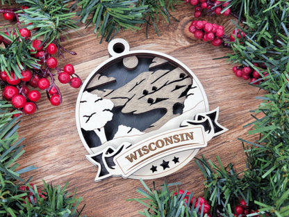 Wisconsin America Set - Includes Ornaments, Signage & Key Hanger - SVG, PDF, AI File types - Works With All Lasers