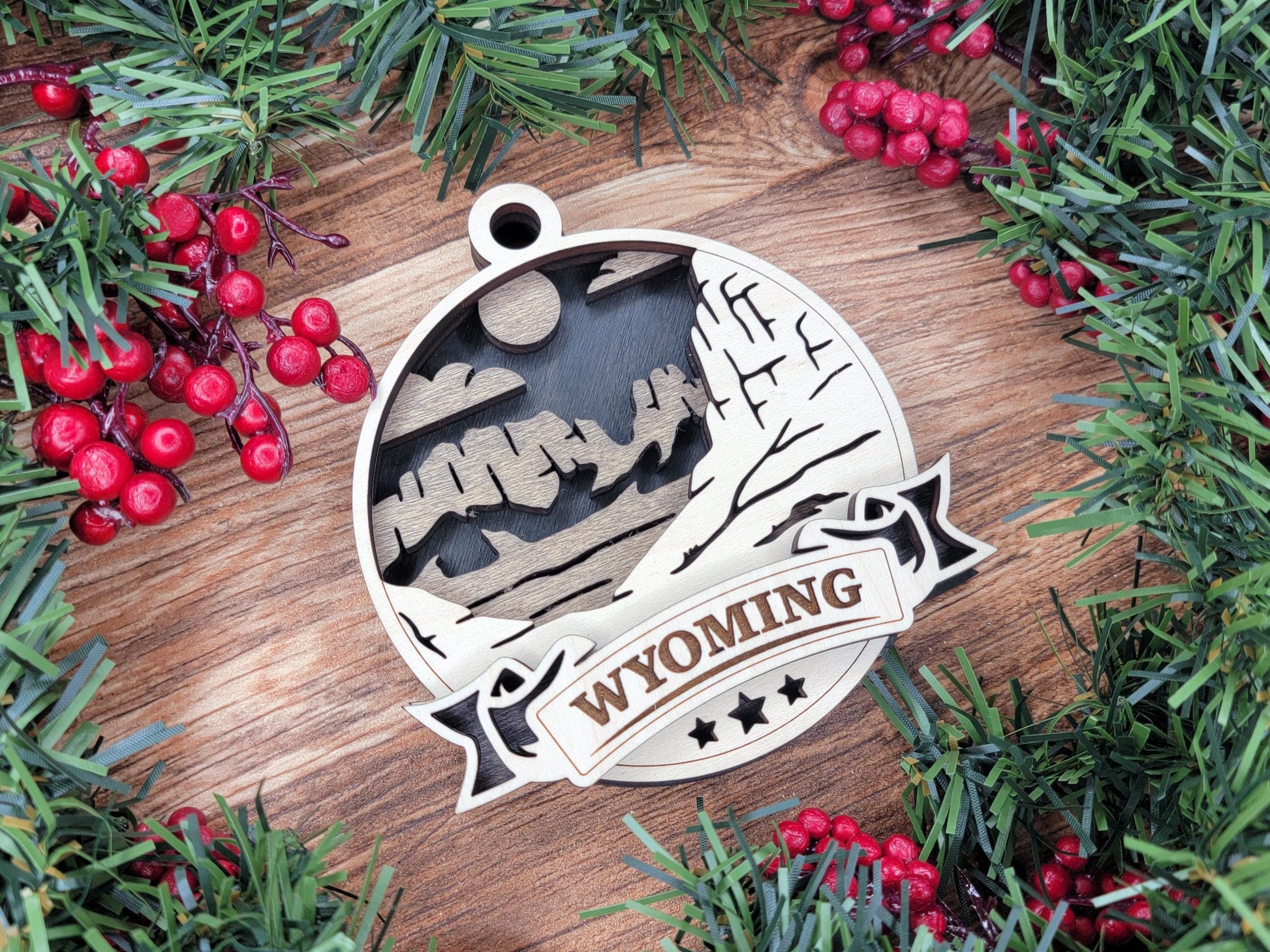 Wyoming America Set - Includes Ornaments, Signage & Key Hanger - SVG, PDF, AI File types - Works With All Lasers