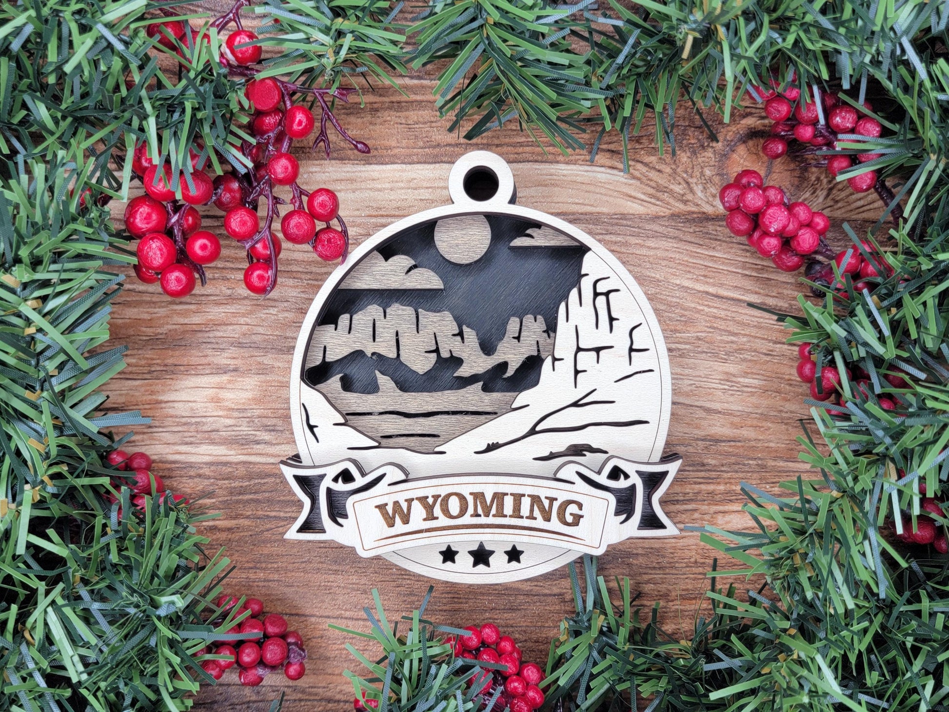 Wyoming America Set - Includes Ornaments, Signage & Key Hanger - SVG, PDF, AI File types - Works With All Lasers