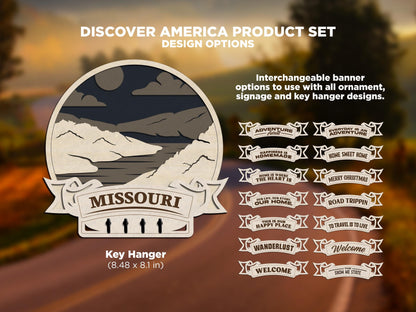 Missouri Discover America Set - Includes Ornaments, Signage & Key Hanger - SVG, PDF, AI File types - Works With All Lasers