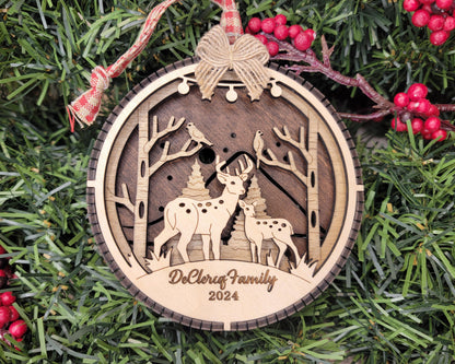 3D Reindeer Ornament - Personalize with Family Name - SVG, PDF, AI File types - Works With All Lasers