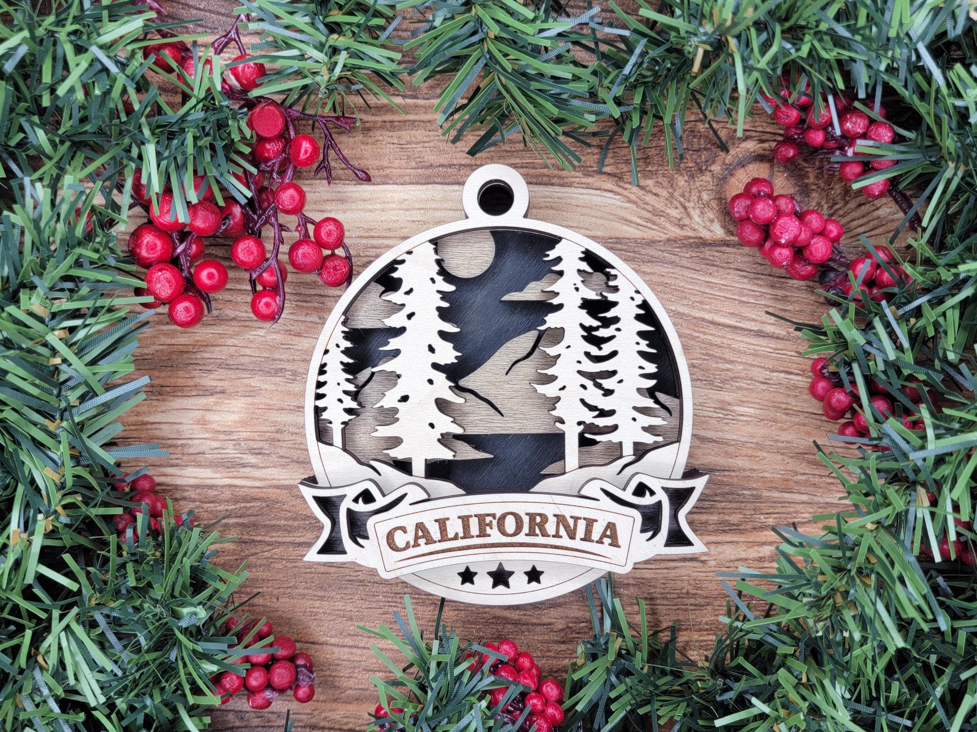 California Discover America Set - Includes Ornaments, Signage & Key Hanger - SVG, PDF, AI File types - Works With All Lasers