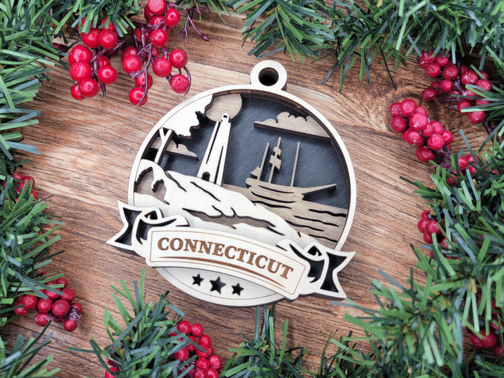 Connecticut Discover America Set - Includes Ornaments, Signage & Key Hanger - SVG, PDF, AI File types - Works With All Lasers