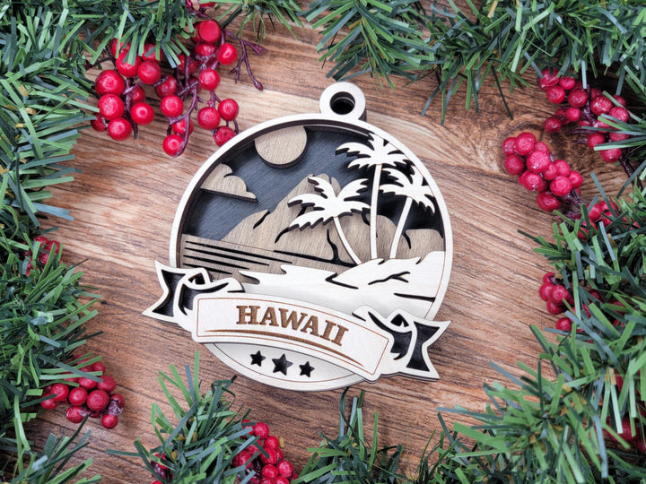 Hawaii Discover America Set - Includes Ornaments, Signage & Key Hanger - SVG, PDF, AI File types - Works With All Lasers