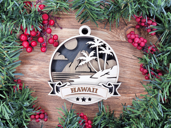 Hawaii Discover America Set - Includes Ornaments, Signage & Key Hanger - SVG, PDF, AI File types - Works With All Lasers
