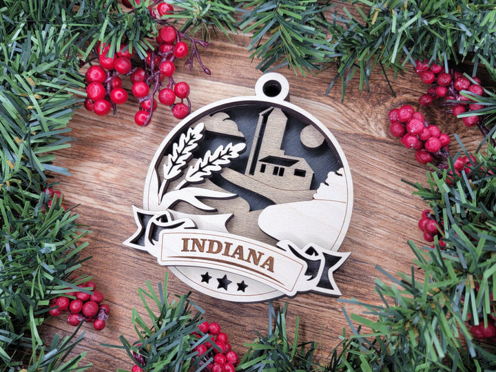 Indiana Discover America Set - Includes Ornaments, Signage & Key Hanger - SVG, PDF, AI File types - Works With All Lasers