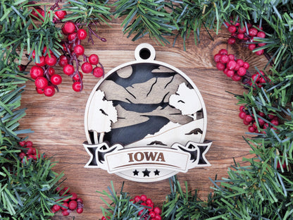 Iowa Discover America Set - Includes Ornaments, Signage & Key Hanger - SVG, PDF, AI File types - Works With All Lasers