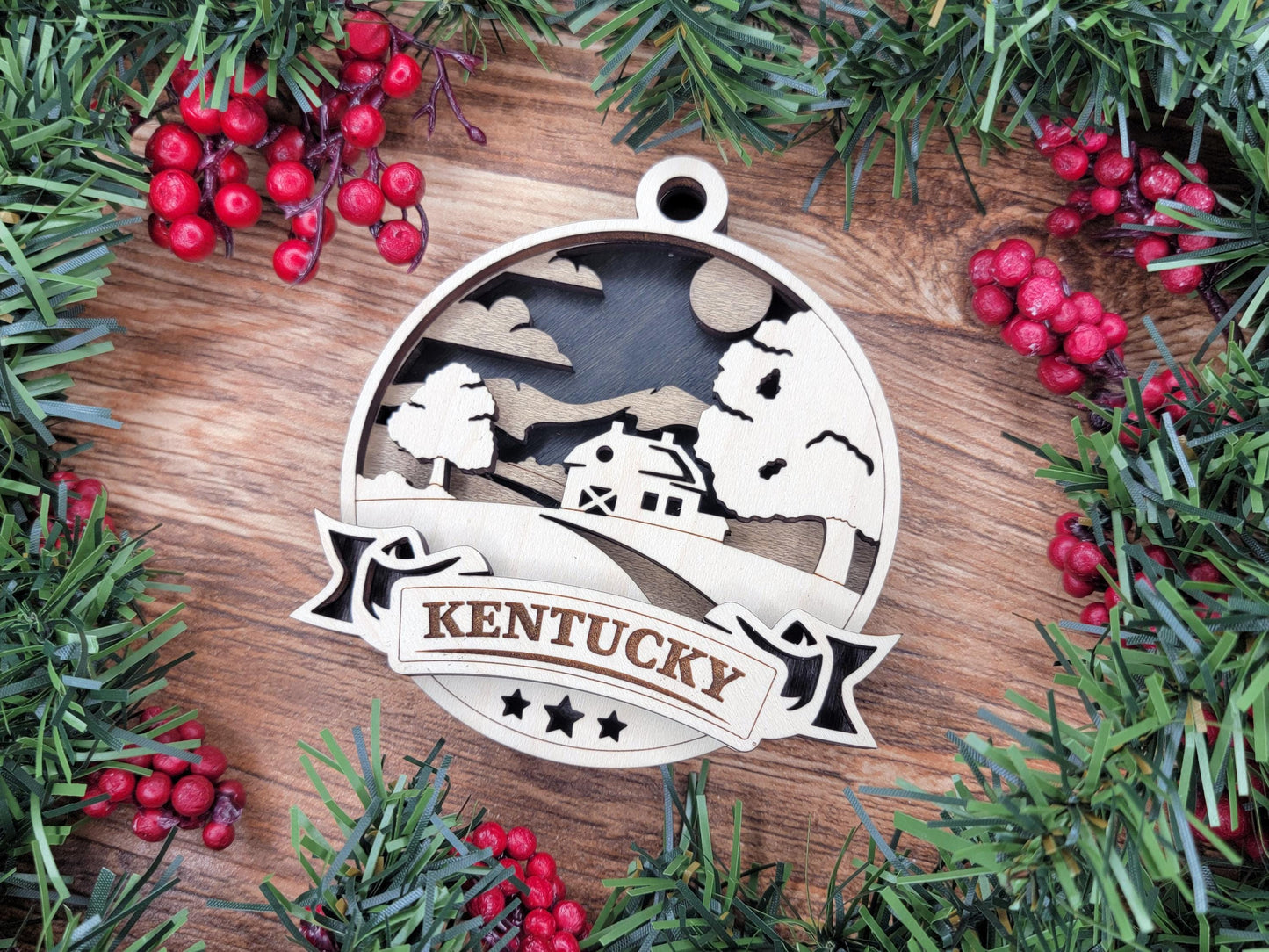 Kentucky Discover America Set - Includes Ornaments, Signage & Key Hanger - SVG, PDF, AI File types - Works With All Lasers