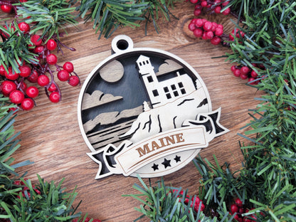 Maine Discover America Set - Includes Ornaments, Signage & Key Hanger - SVG, PDF, AI File types - Works With All Lasers