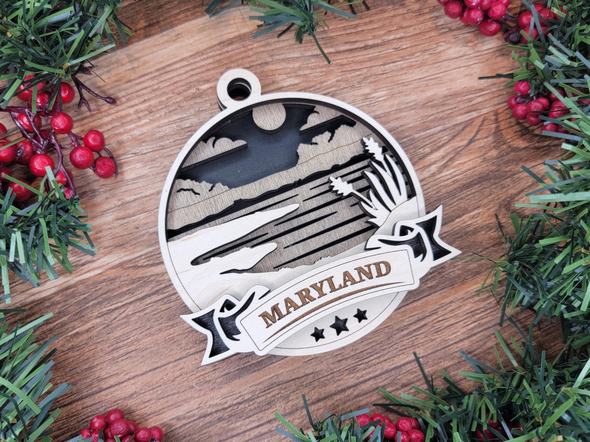 Maryland Discover America Set - Includes Ornaments, Signage & Key Hanger - SVG, PDF, AI File types - Works With All Lasers