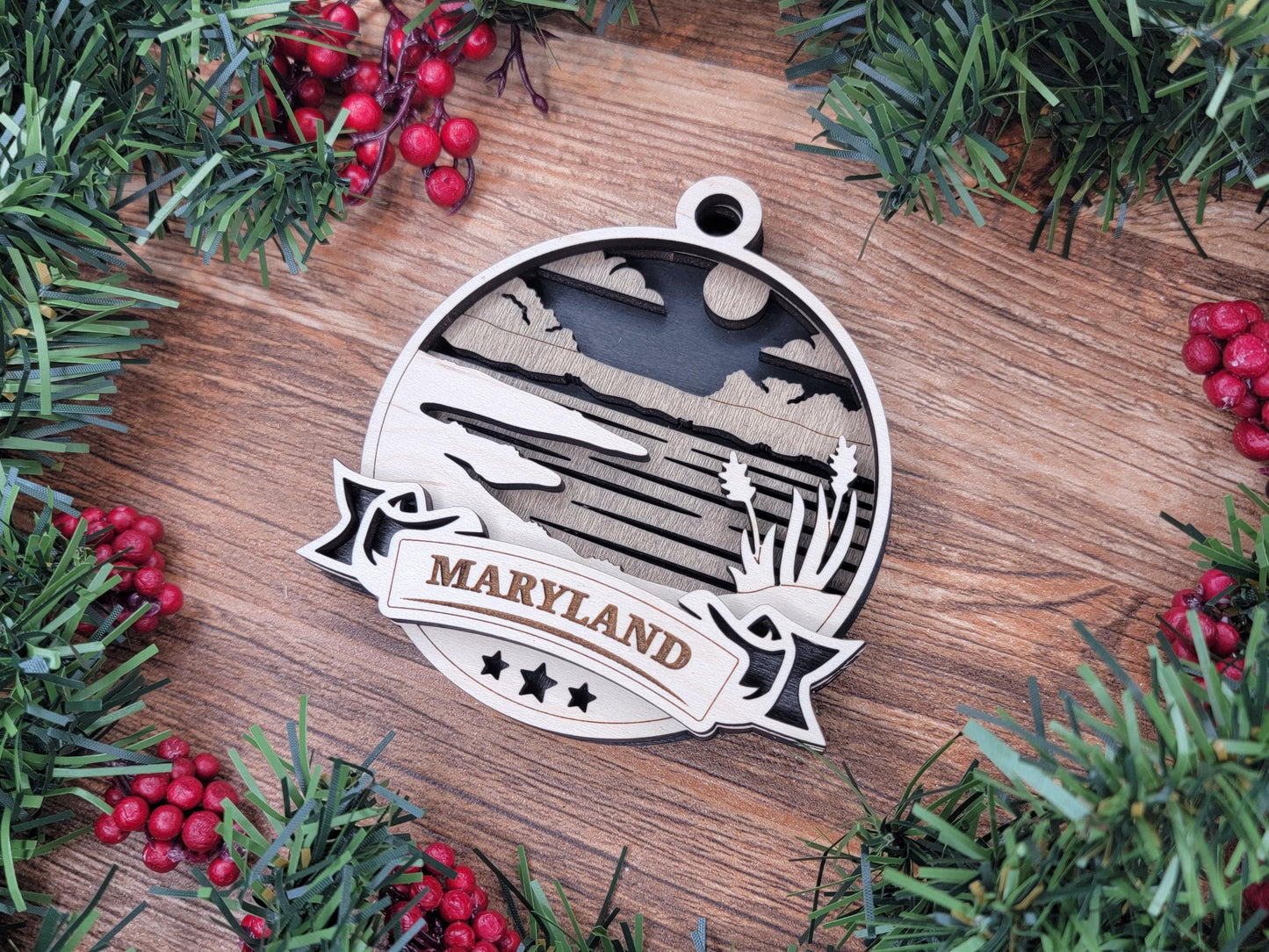 Maryland Discover America Set - Includes Ornaments, Signage & Key Hanger - SVG, PDF, AI File types - Works With All Lasers