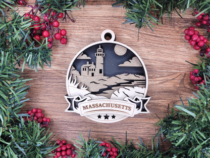 Massachusetts Discover America Set - Includes Ornaments, Signage & Key Hanger - SVG, PDF, AI File types - Works With All Lasers