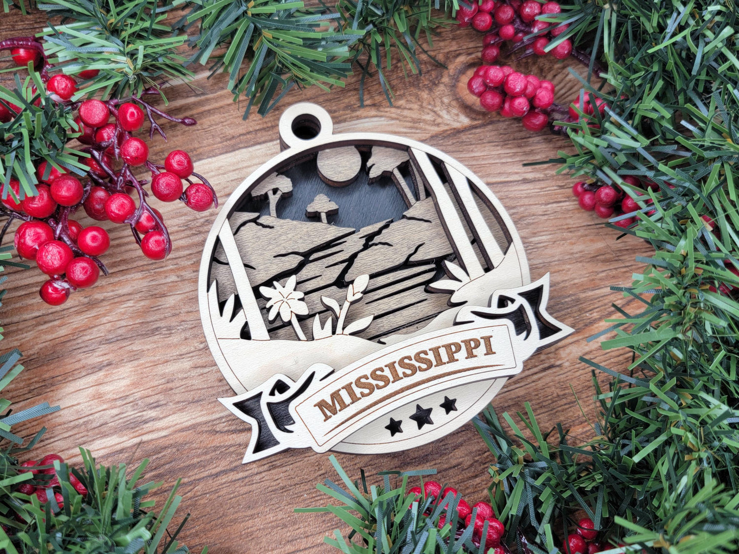 Mississippi Discover America Set - Includes Ornaments, Signage & Key Hanger - SVG, PDF, AI File types - Works With All Lasers