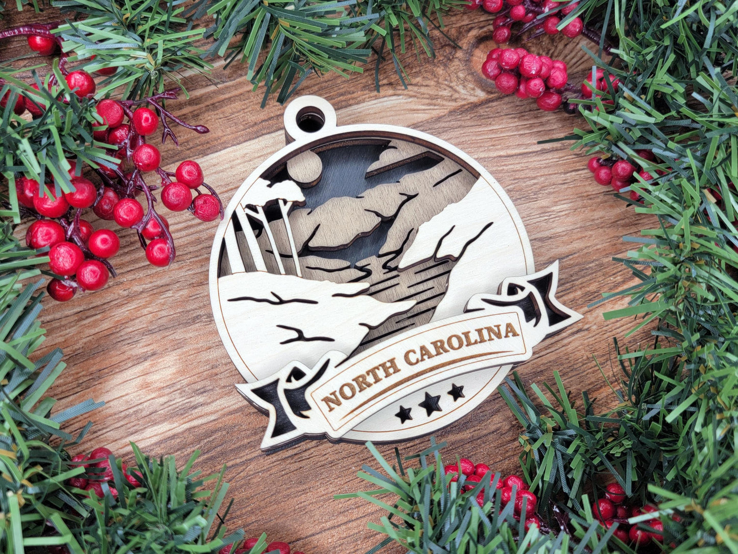 North Carolina Discover America Set - Includes Ornaments, Signage & Key Hanger - SVG, PDF, AI File types - Works With All Lasers