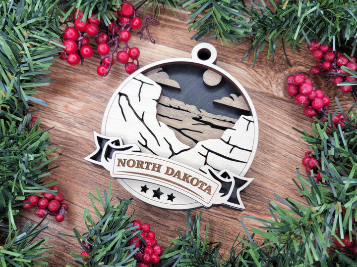 North Dakota Discover America Set - Includes Ornaments, Signage & Key Hanger - SVG, PDF, AI File types - Works With All Lasers