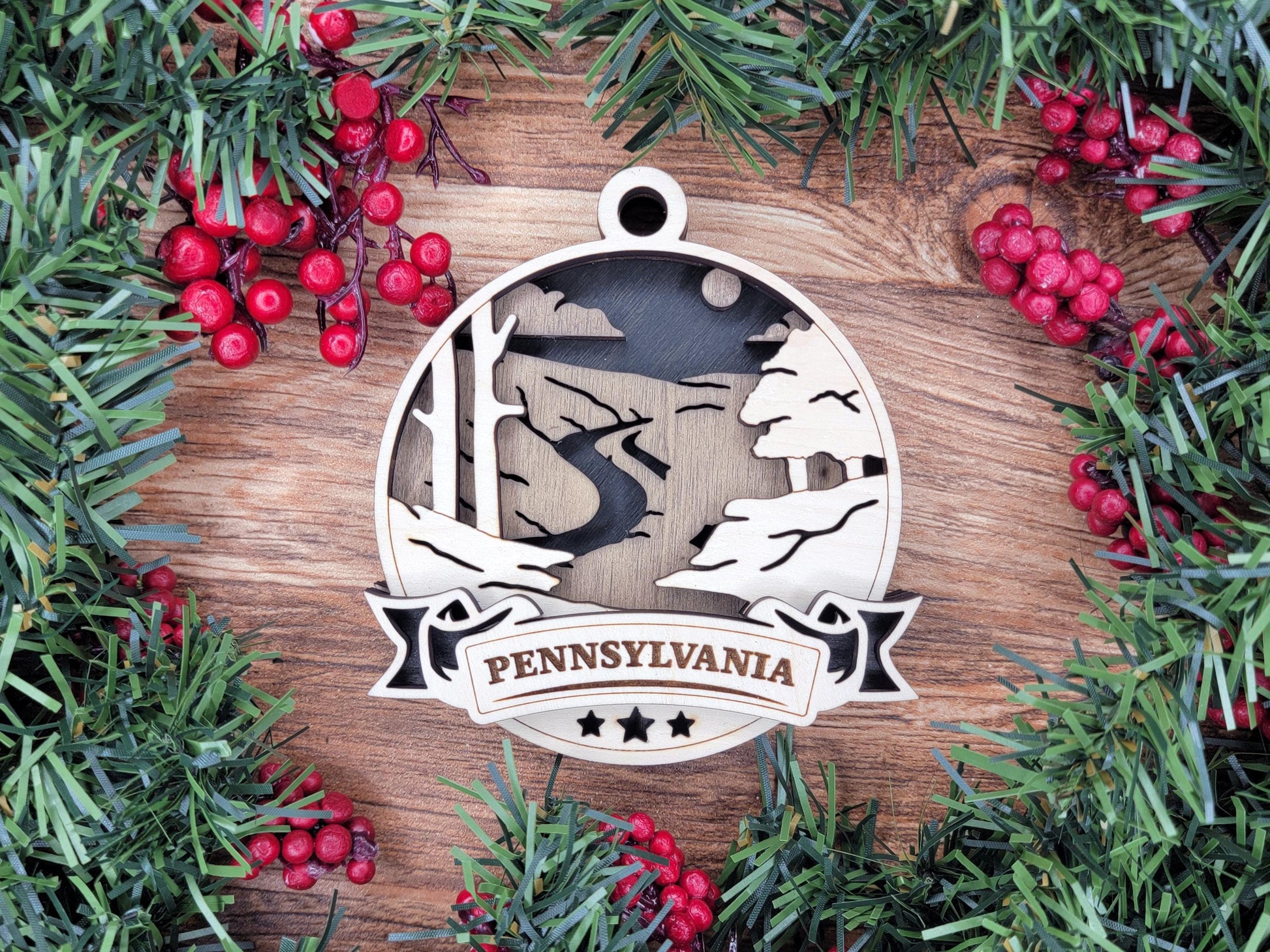 Pennsylvania Discover America Set - Includes Ornaments, Signage & Key Hanger - SVG, PDF, AI File types - Works With All Lasers