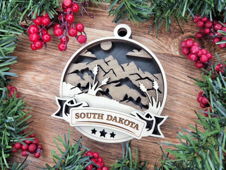 South Dakota Discover America Set - Includes Ornaments, Signage & Key Hanger - SVG, PDF, AI File types - Works With All Lasers