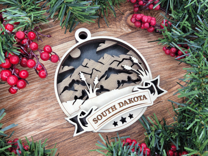 South Dakota Discover America Set - Includes Ornaments, Signage & Key Hanger - SVG, PDF, AI File types - Works With All Lasers