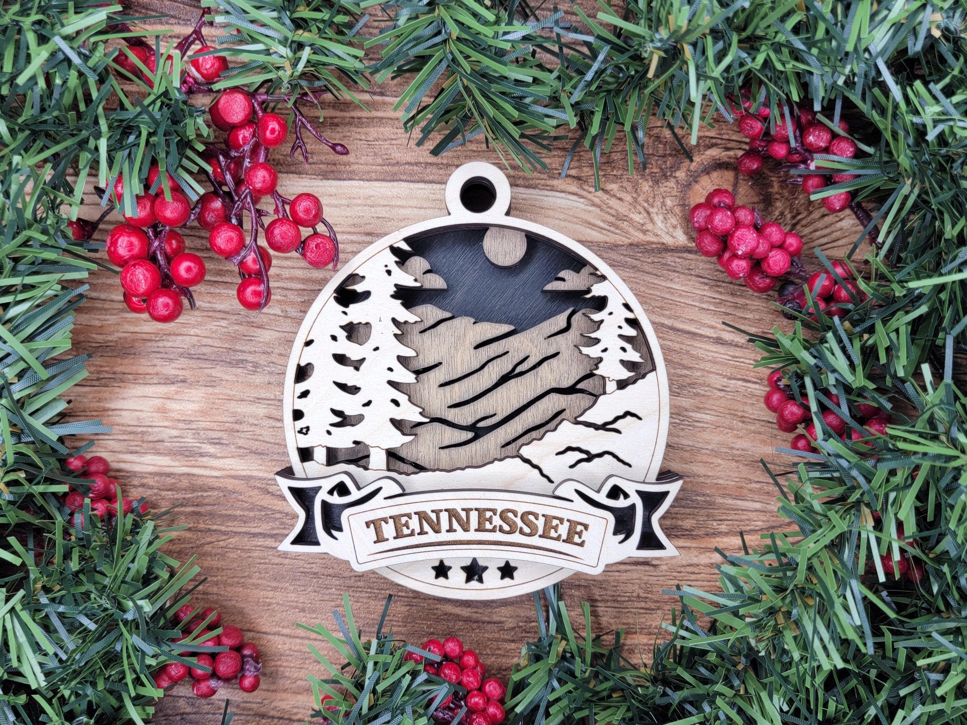 Tennessee Discover America Set - Includes Ornaments, Signage & Key Hanger - SVG, PDF, AI File types - Works With All Lasers