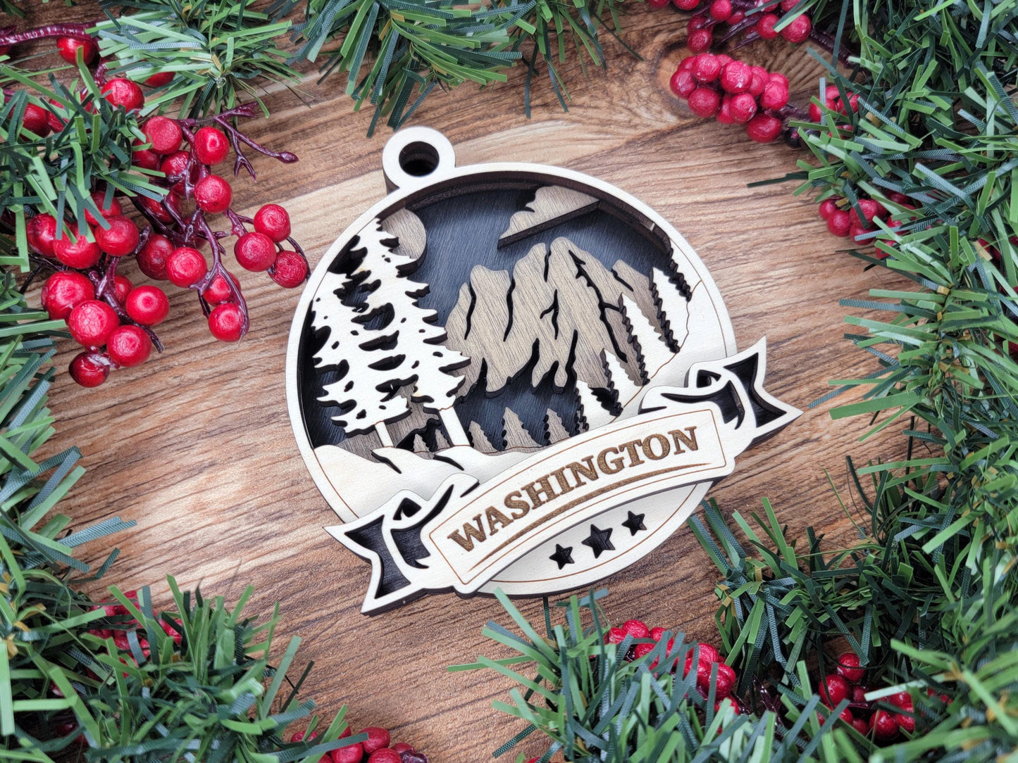 Washington America Set - Includes Ornaments, Signage & Key Hanger - SVG, PDF, AI File types - Works With All Lasers