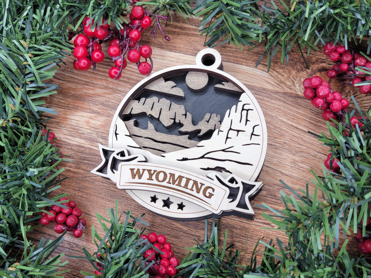 Wyoming America Set - Includes Ornaments, Signage & Key Hanger - SVG, PDF, AI File types - Works With All Lasers