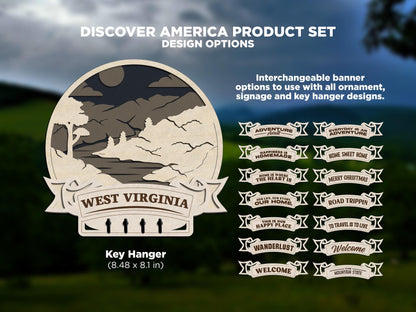 West Virginia America Set - Includes Ornaments, Signage & Key Hanger - SVG, PDF, AI File types - Works With All Lasers