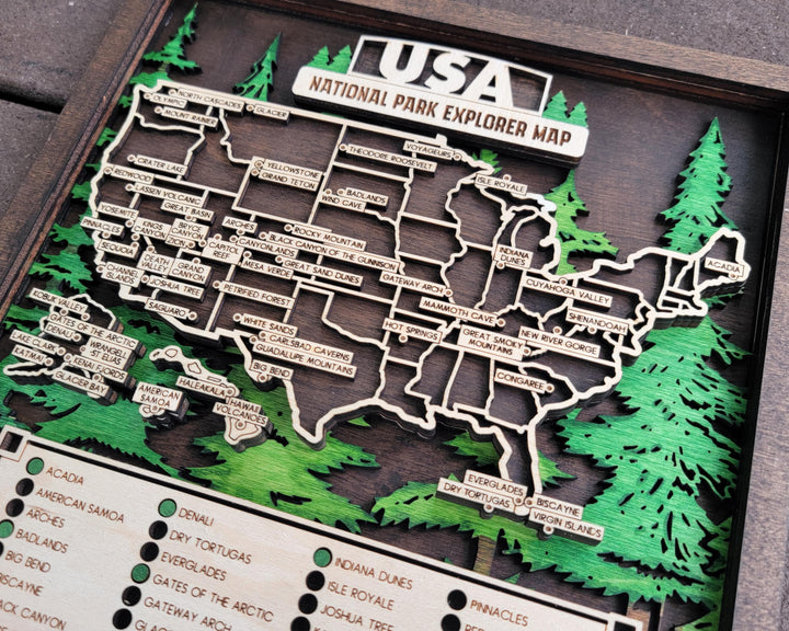 The National Park Explorer Map - 90+ Map Configurations, 10 Backgrounds, Score and Cut Options - SVG, PDF, AI Files - Works with all Lasers