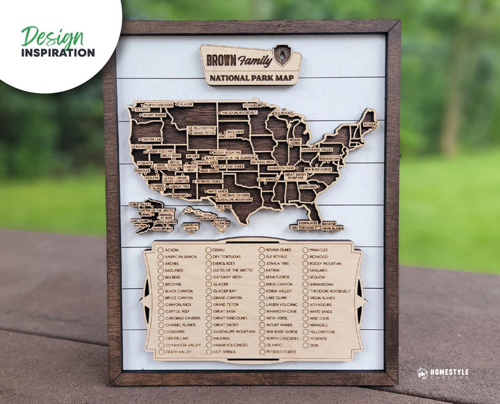 The National Park Explorer Map - 90+ Map Configurations, 10 Backgrounds, Score and Cut Options - SVG, PDF, AI Files - Works with all Lasers