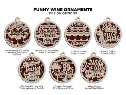 Funny Wine Ornaments - 14 Unique Ornament Designs - SVG, PDF, AI File Download - Works on all Laser Types